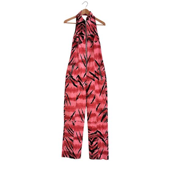 I.AM.GIA. Genesis Jumpsuit Pink Tiger Tie Dye Print Sz Small Halter Open Back - Picture 3 of 7